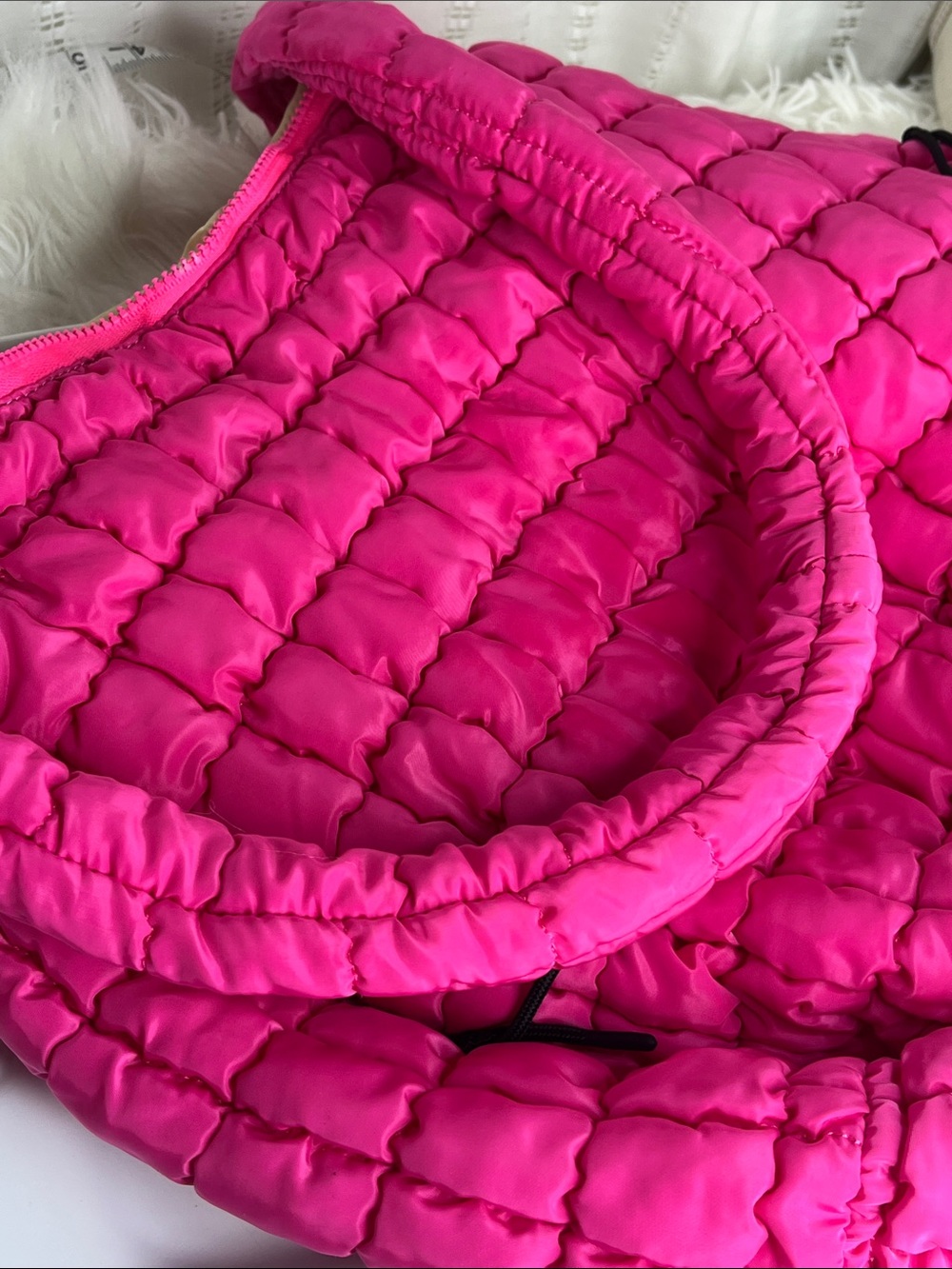 Bright Pink Quilted Shoulder Bag - Picture 12 of 12
